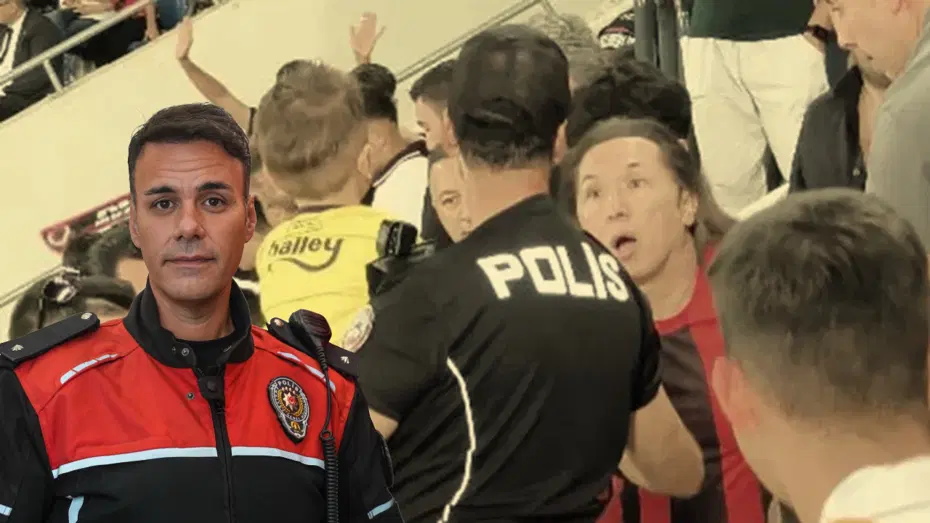 Çocuğu tribünden kurtaran polis